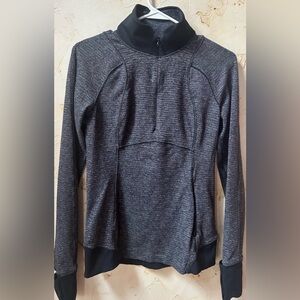 Lululemon Runderful Half Zip Size 6 Charcoal Running Pullover Mock Turtleneck EC